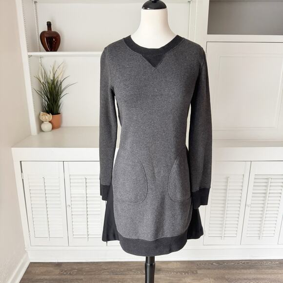 Sacai Grey Black Sweatshirt Docking Mini Dress Size S - Picture 2 of 9